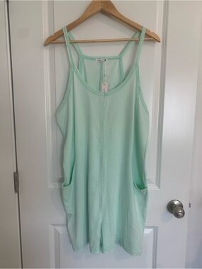 Anthropologie Sundry Mint Green Hot Shot Romper with Pockets NWT Beach Pool Lake